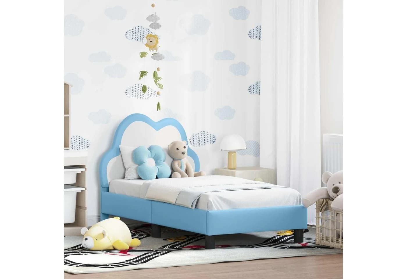 vidaXL Kinderbettgestell Blau mit Kopfteil
