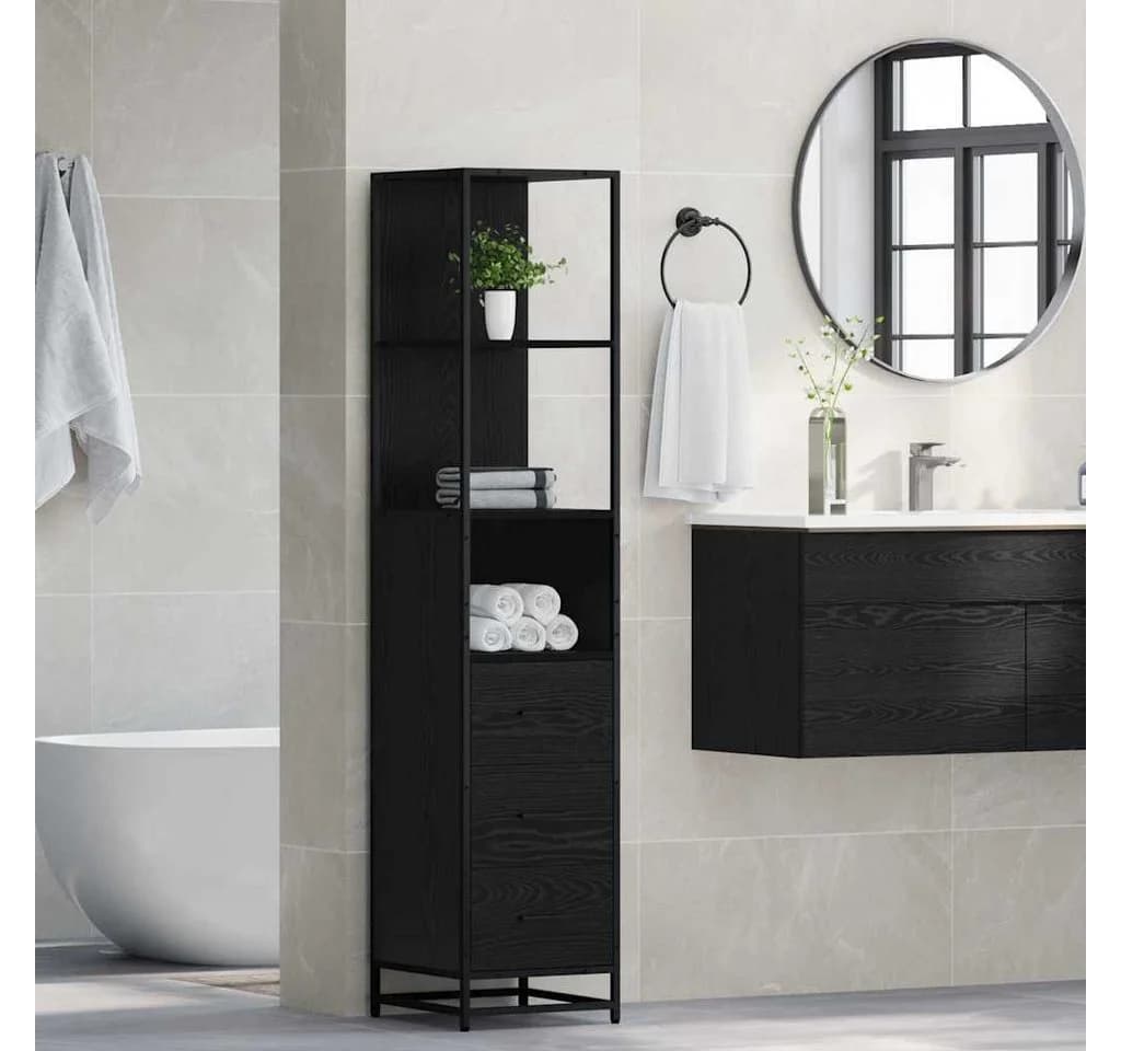 vidaXL Badezimmer-Set Schwarz Eichen-Optik 3 Schubladen - Bild 4