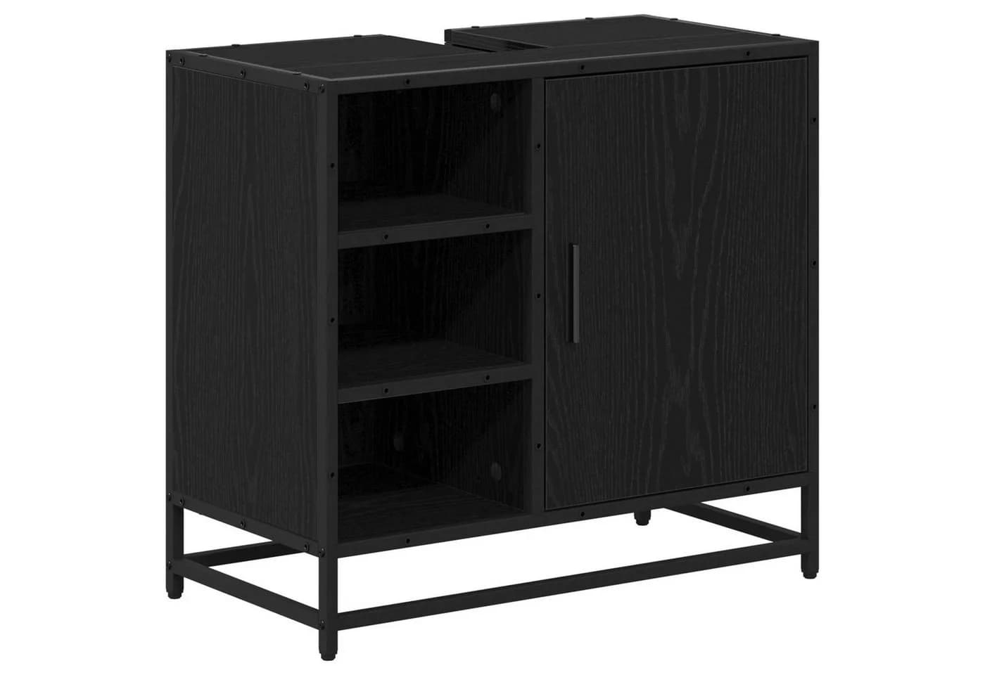 vidaXL Badezimmer-Schrank Schwarz Eichen-Optik mit 2 Regalen - Bild 2