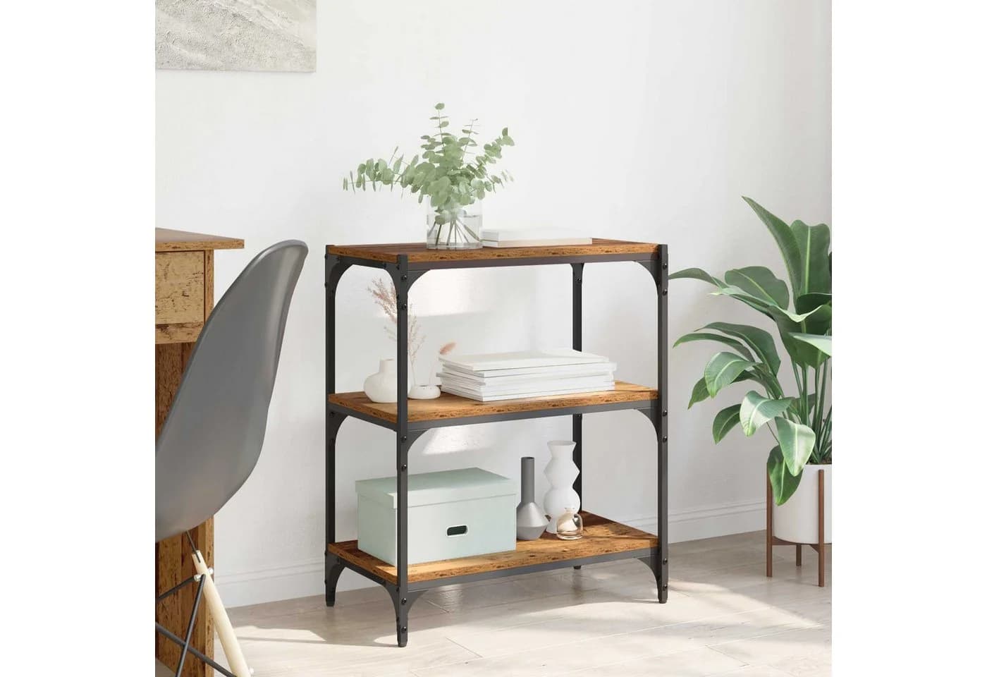 vidaXL Bücherregal Altholz Schwarz 60x33x70,5 cm Holzwerkstoff