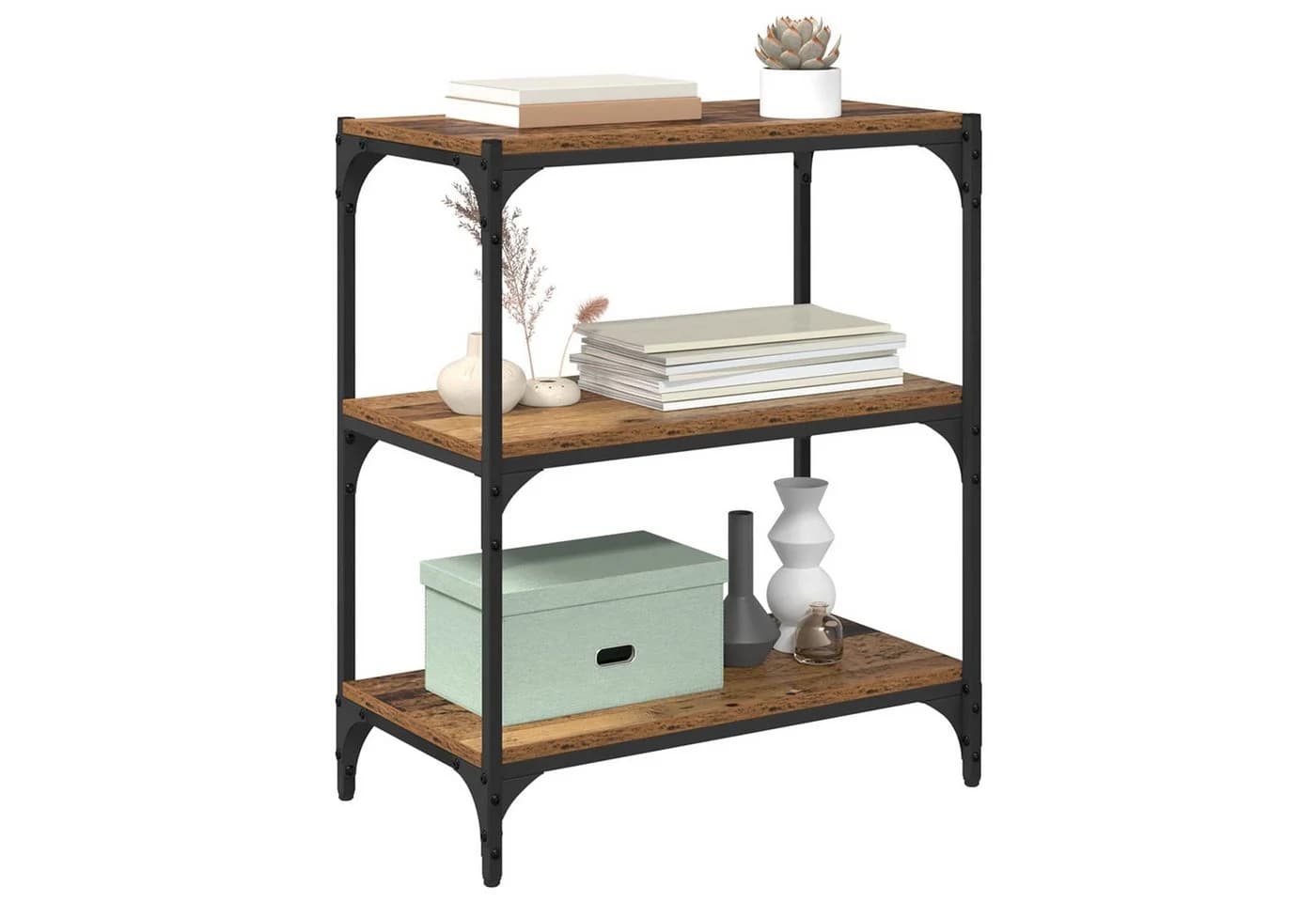 vidaXL Bücherregal Altholz Schwarz 60x33x70,5 cm Holzwerkstoff - Bild 3