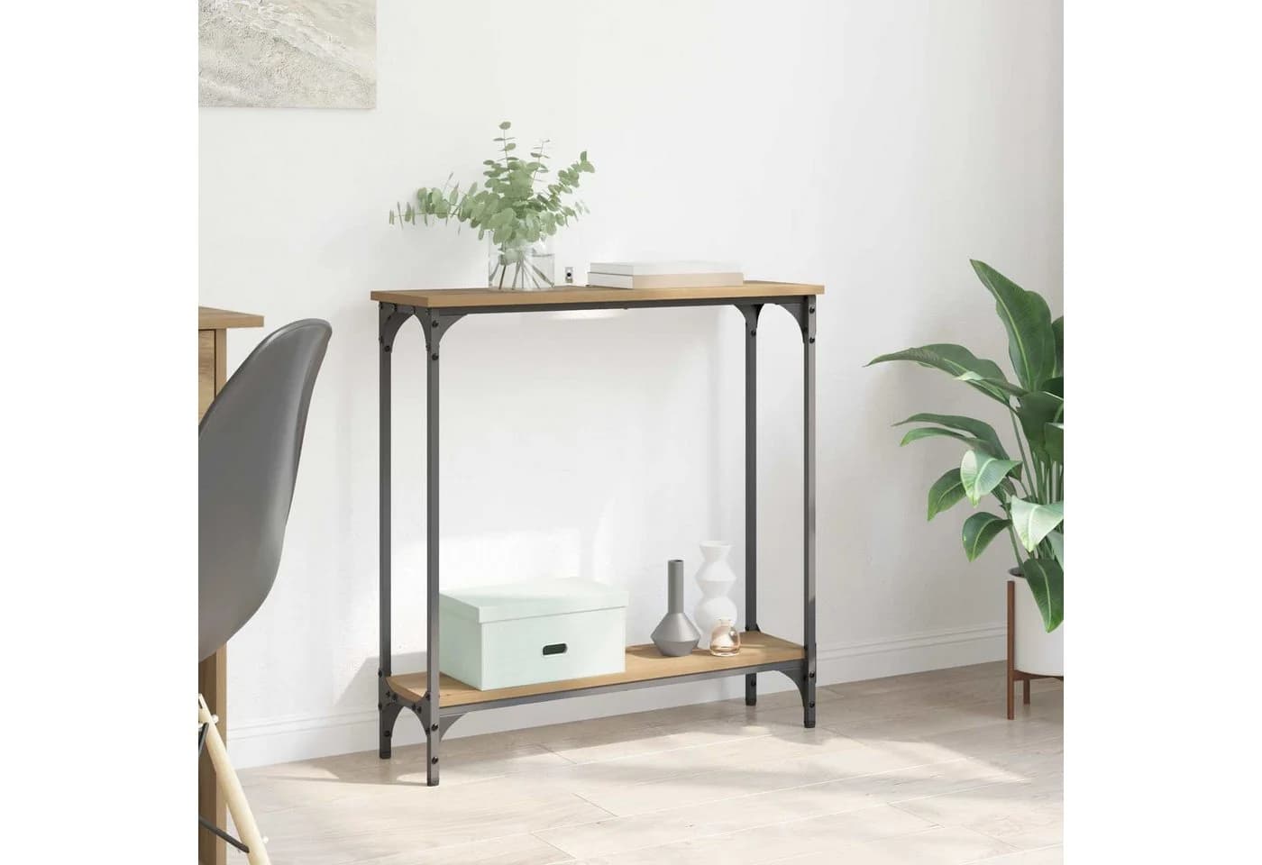 vidaXL Konsolentisch Artisan-Eiche Holzwerkstoff Metall