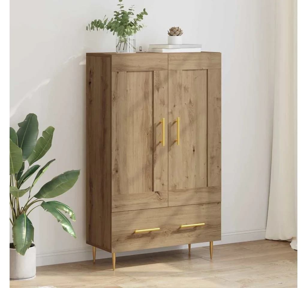 vidaXL Highboard Artisan-Eiche Modern mit goldenen Beinen