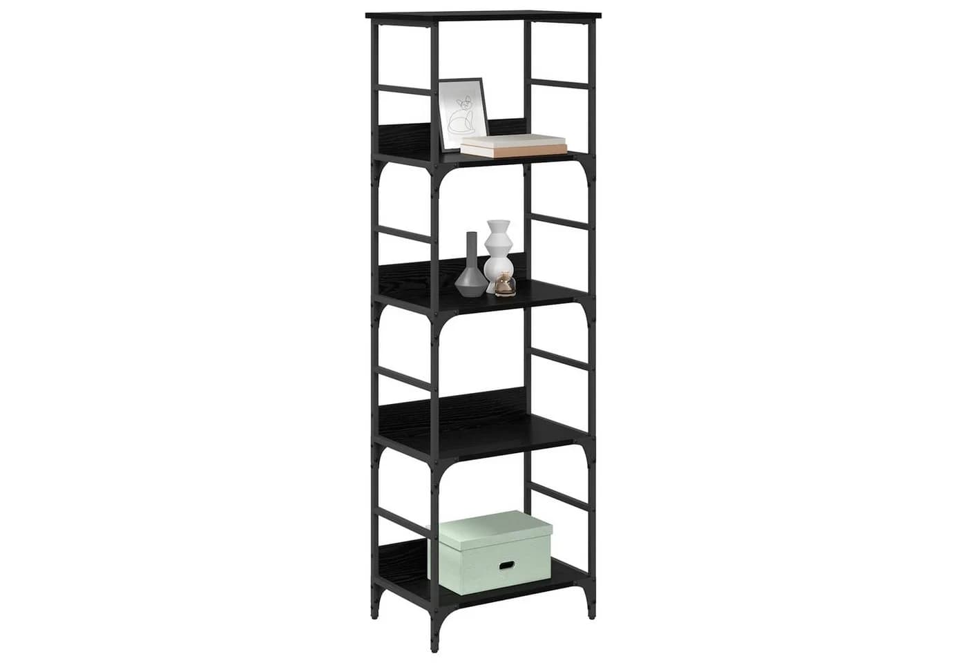 vidaXL Bücherregal 4 Ebenen Schwarz Holzwerkstoff Metall - Bild 3