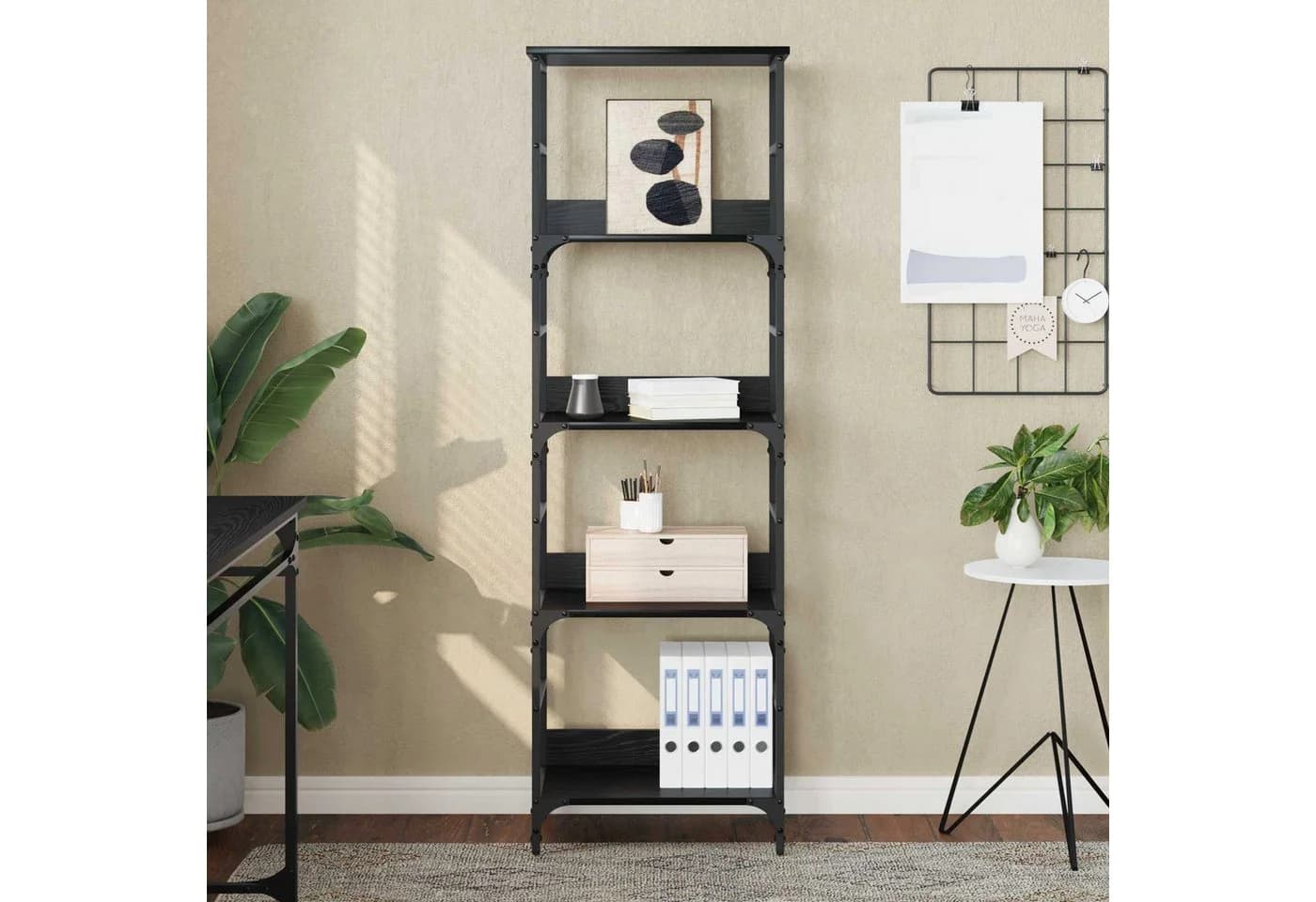 vidaXL Bücherregal 4 Ebenen Schwarz Holzwerkstoff Metall - Bild 4