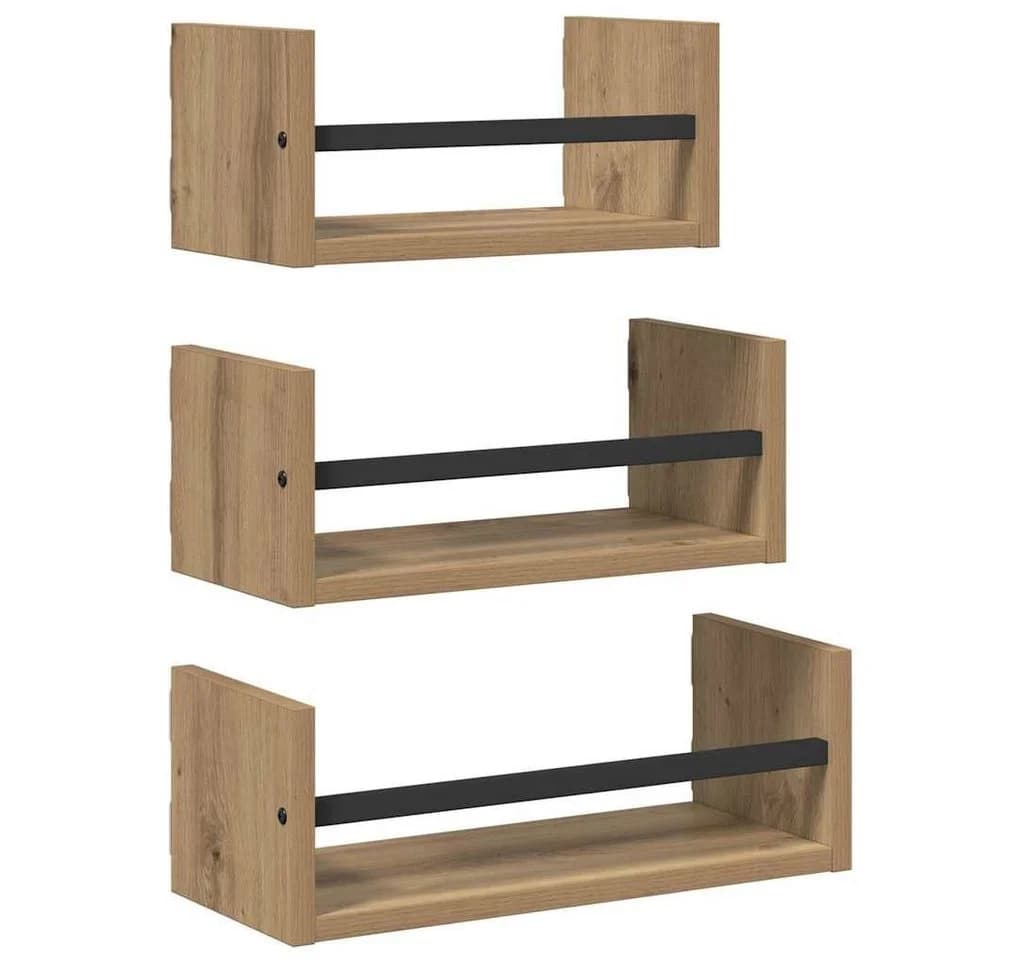 vidaXL Wandregal-Set 3-tlg. Artisan-Eiche Holzwerkstoff - Bild 2