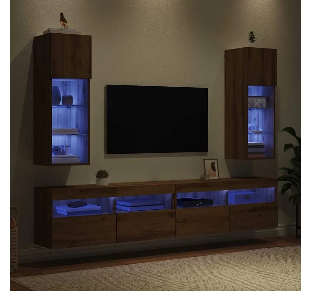 vidaXL Wandmontierter TV-Schrank 2er Set Artisan-Eiche Holzwerkstoff - Bild 5