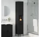 vidaXL Badezimmerschrank Schwarz Holzwerkstoff Metall Modern Bild 3