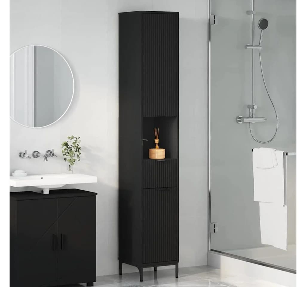 vidaXL Badezimmerschrank Schwarz Holzwerkstoff Metall Modern - Bild 3