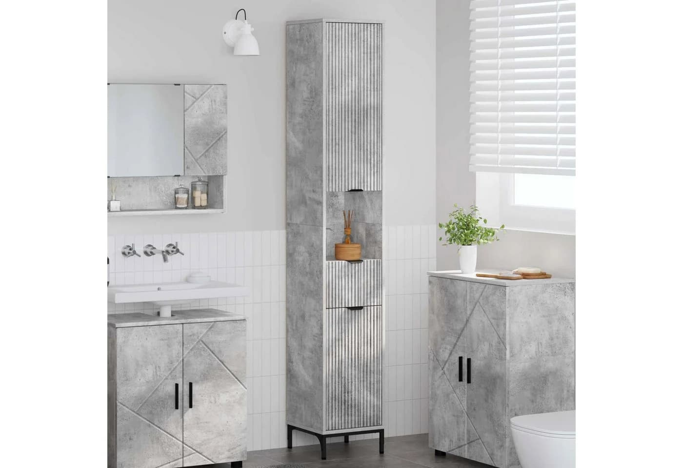 vidaXL Badezimmerschrank Beton Grau Modern Holzwerkstoff