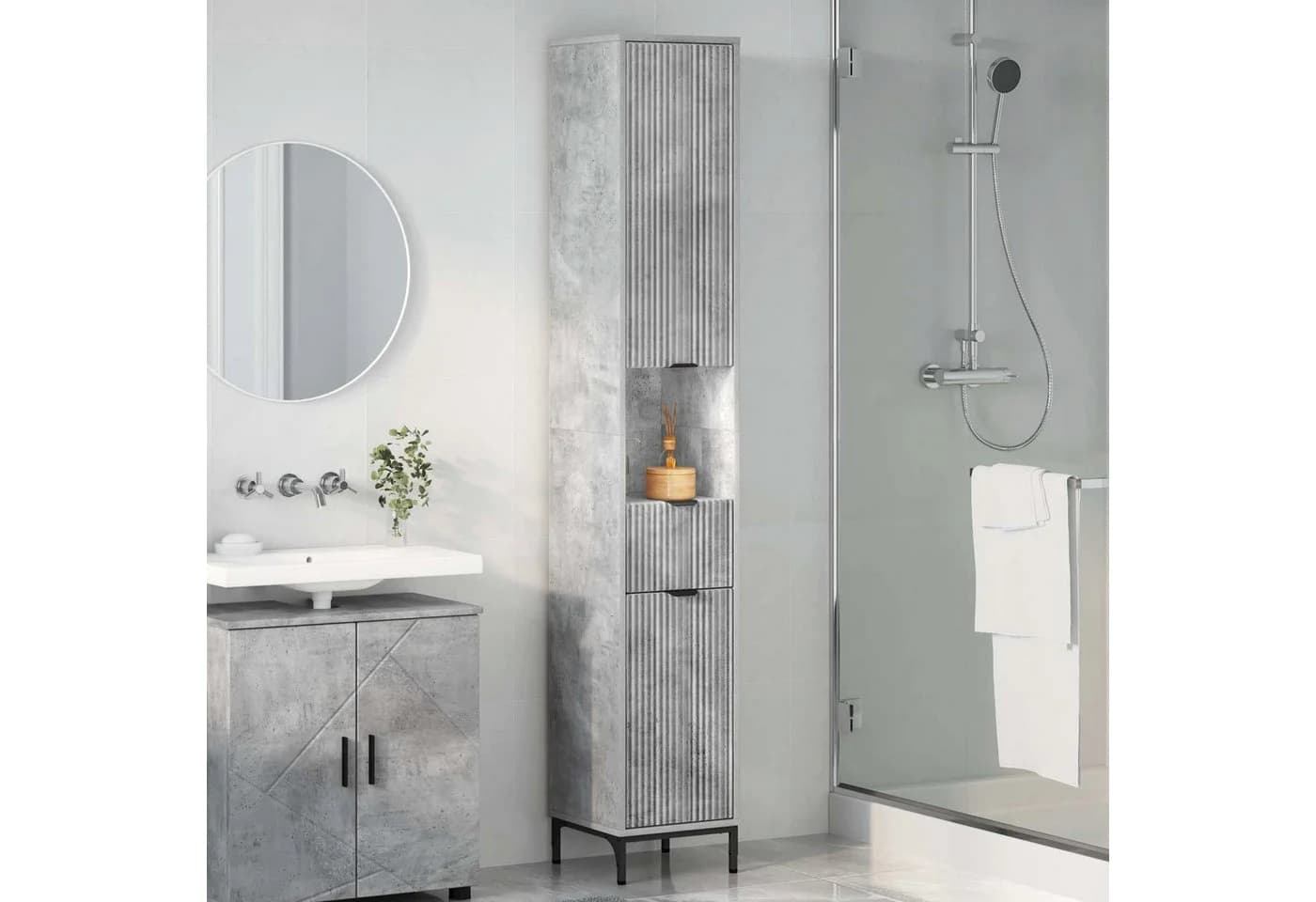 vidaXL Badezimmerschrank Beton Grau Modern Holzwerkstoff - Bild 4