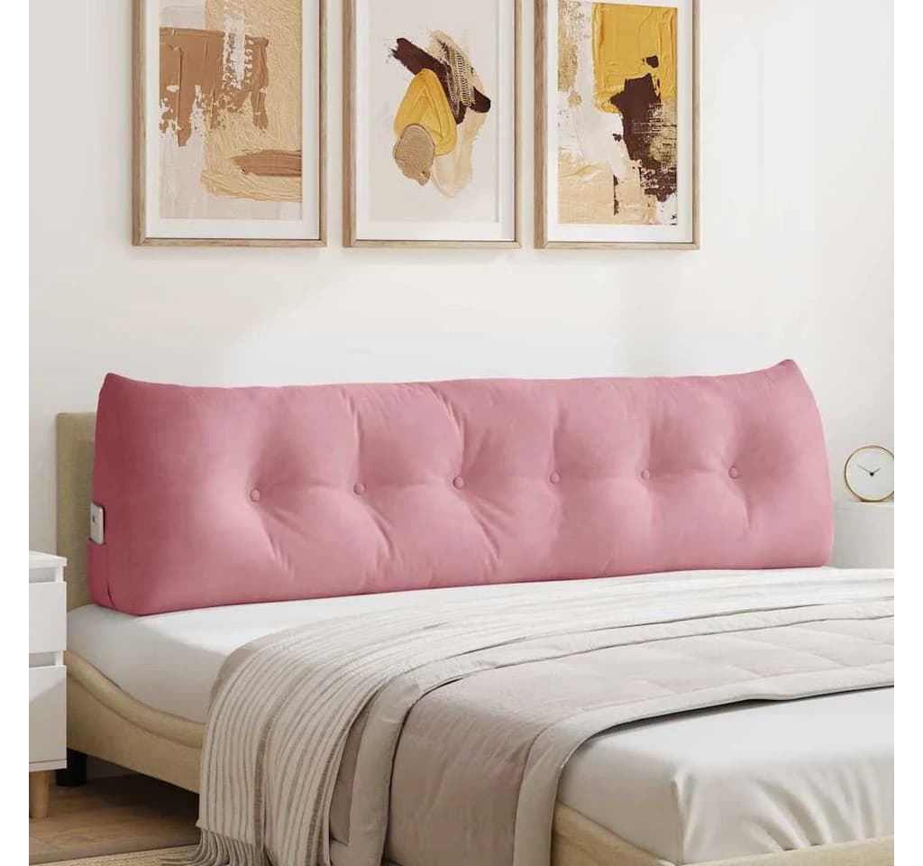 vidaXL Rückenkissen Rosa Samt Ergonomisch Mit Seitentasche - Bild 1