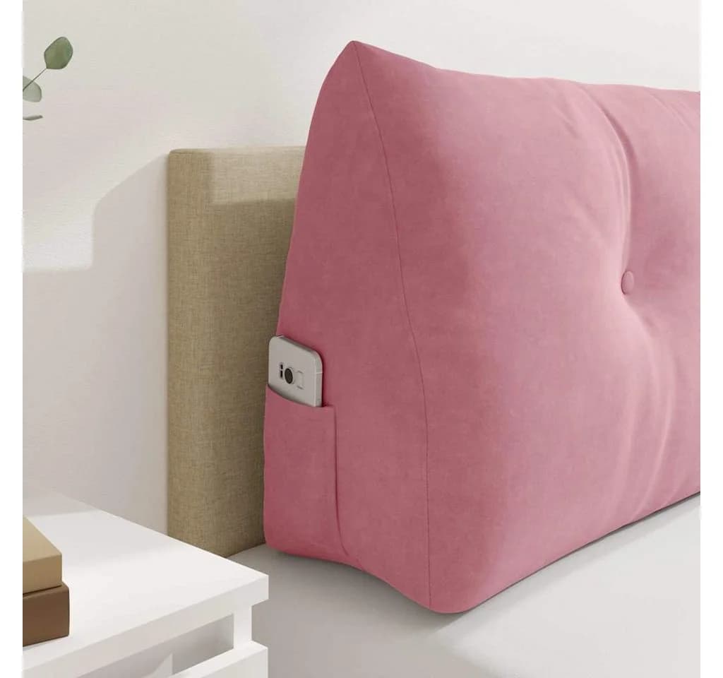 vidaXL Rückenkissen Rosa Samt Ergonomisch Mit Seitentasche - Bild 5