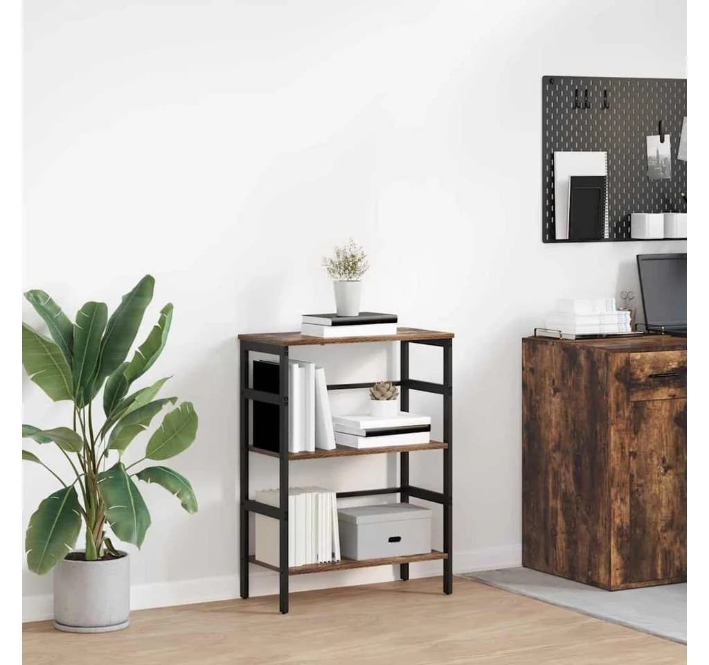 vidaXL Bücherregal 2 Ebenen Industrie-Style Holzwerkstoff Stahl