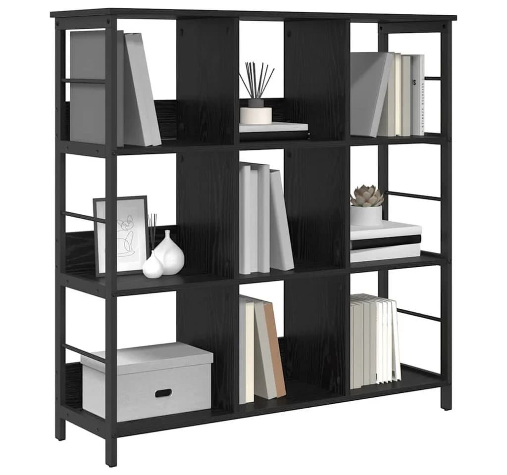 vidaXL Bücherregal 9 Ebenen Schwarz Eichen-Optik Holzwerkstoff Stahl - Bild 3