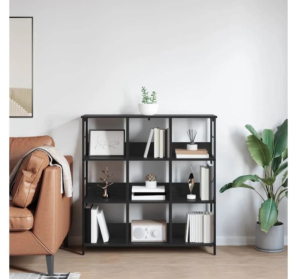 vidaXL Bücherregal 9 Ebenen Schwarz Eichen-Optik Holzwerkstoff Stahl - Bild 4
