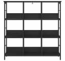 vidaXL Bücherregal 9 Ebenen Schwarz Eichen-Optik Holzwerkstoff Stahl Bild 5