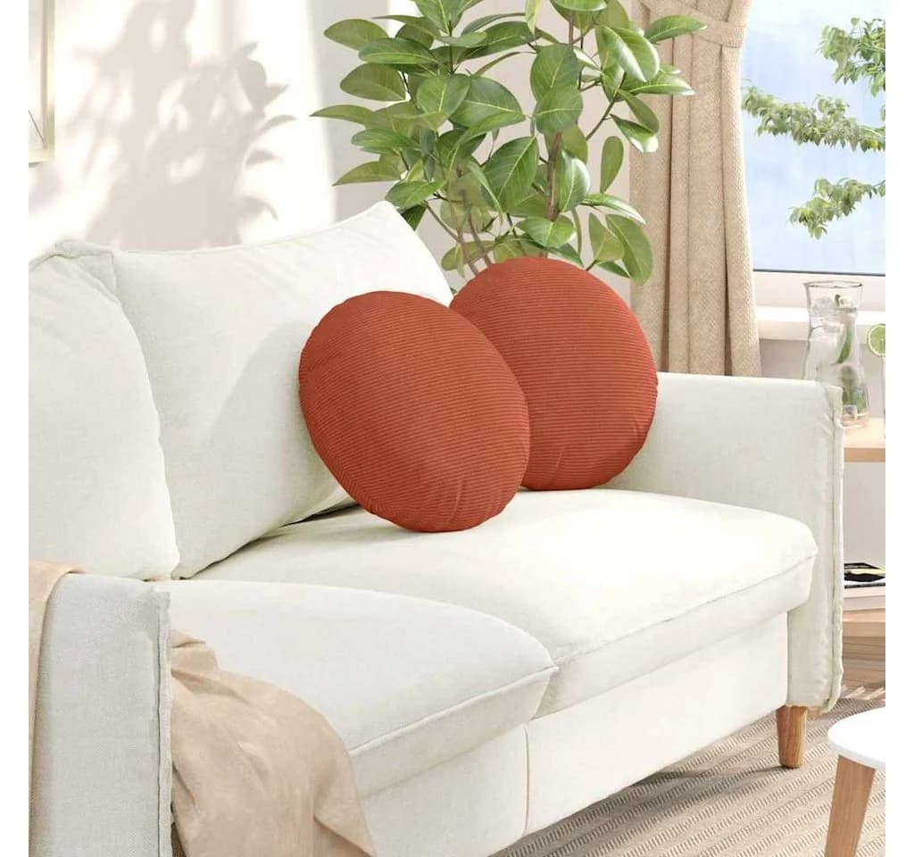 vidaXL Sitzkissen 2 Stk Rot-Orange Cordstoff Rund 40 cm