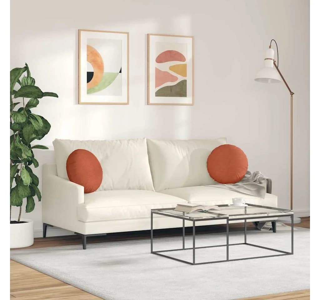 vidaXL Sitzkissen 2 Stk Rot-Orange Cordstoff Rund 40 cm - Bild 4