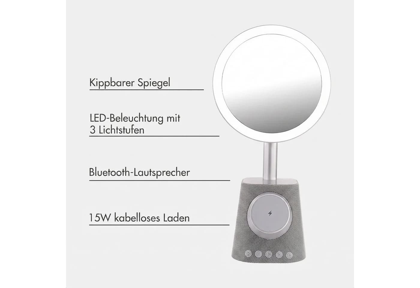 imoshiion Schminkspiegel mit Bluetooth-Lautsprecher & Ladefunktion