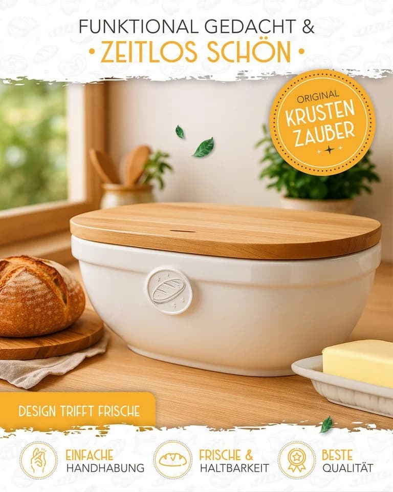 KRUSTENZAUBER Brotkasten Moderner Brotkorb für frisches Brot