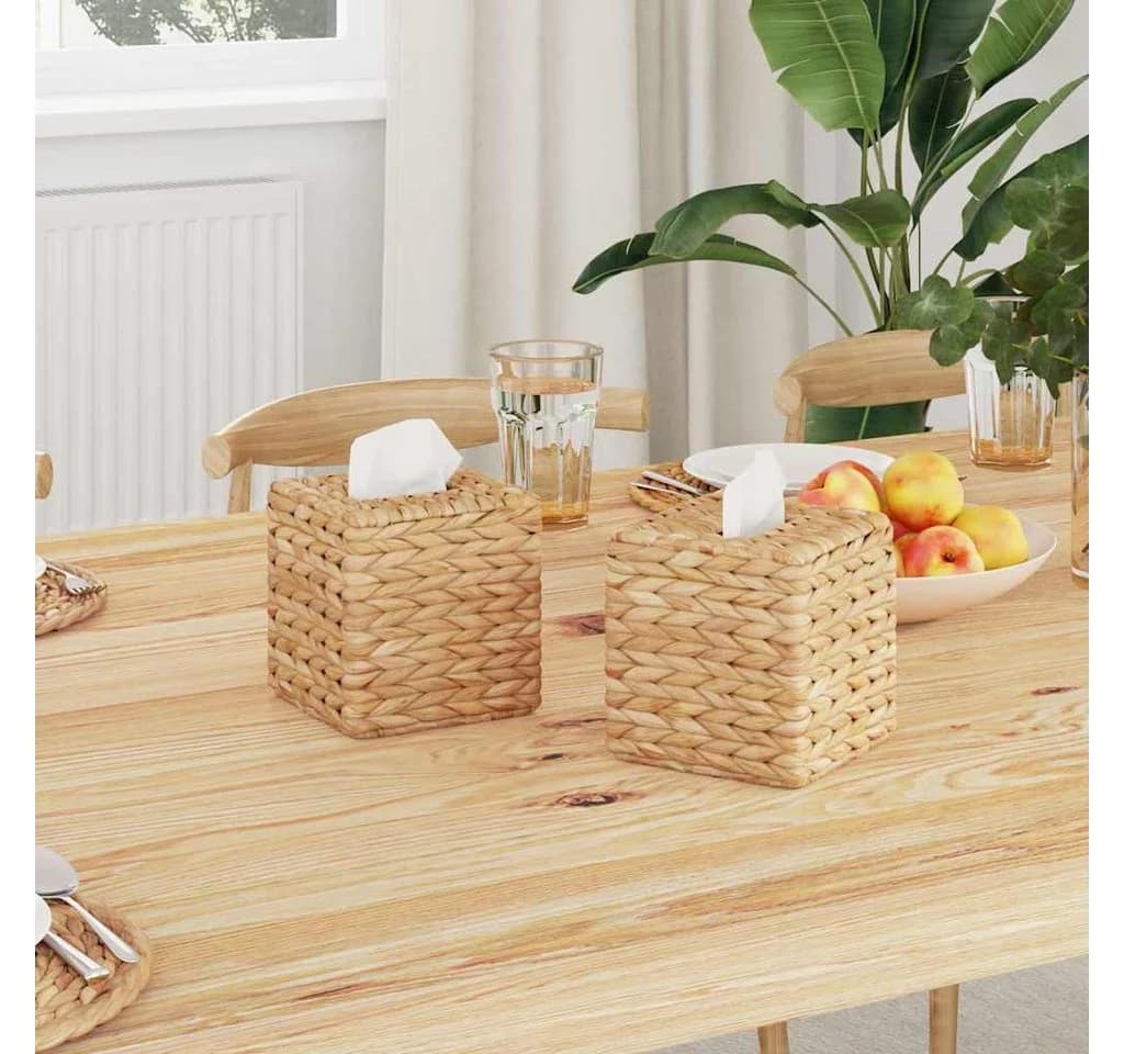 vidaXL Taschentuchboxdeckel 2er Set Wasserhyazinthe Braun