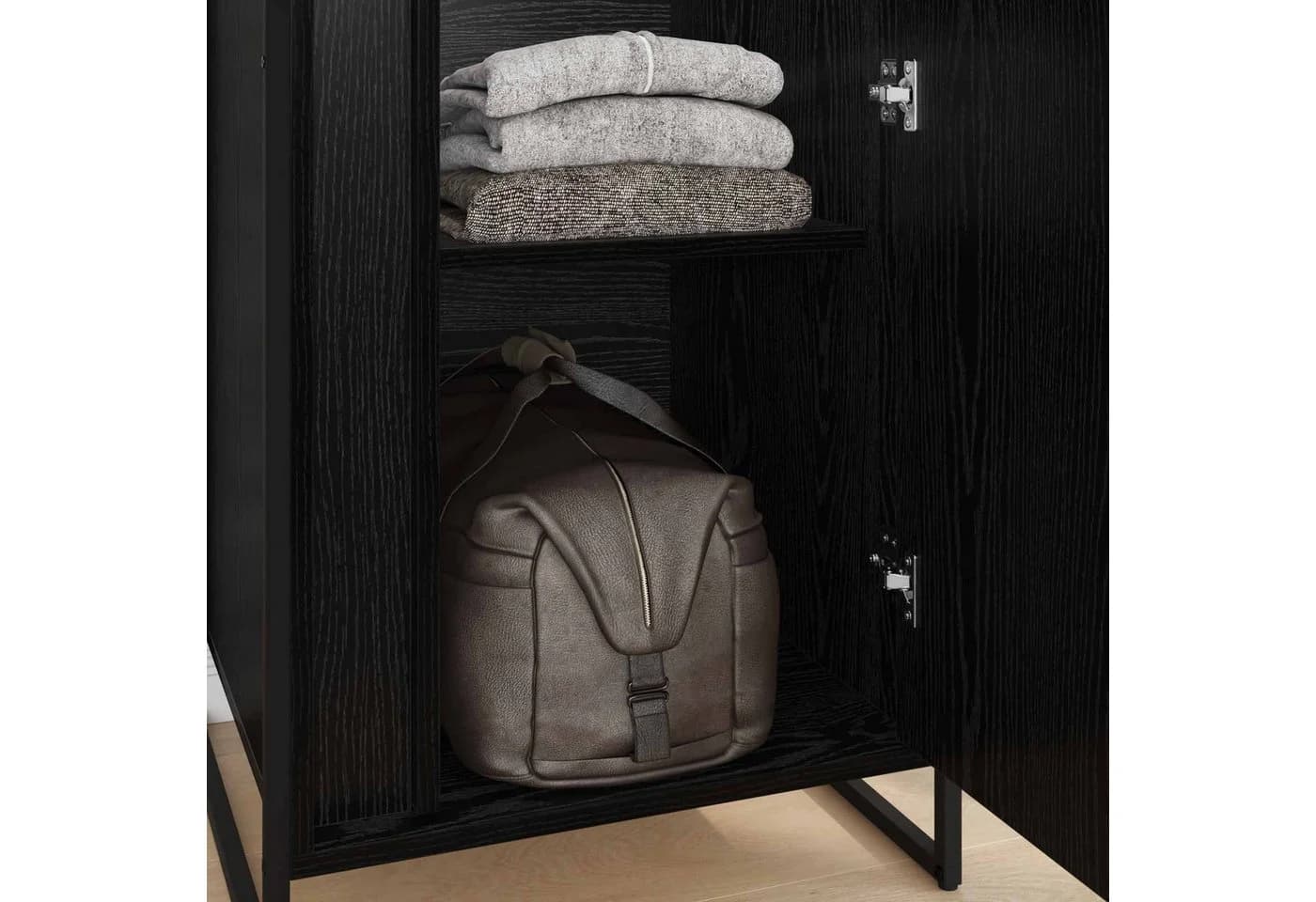 vidaXL Kleiderschrank Schwarz Eichen-Optik 4 Türen Industrial Design - Bild 3
