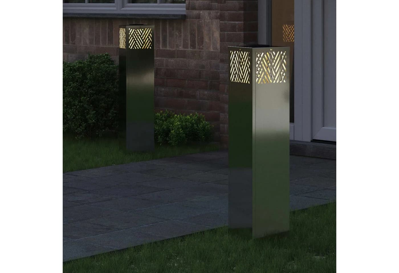 vidaXL Solar LED Weglicht 2er Set Silber Warmweiß - Bild 3