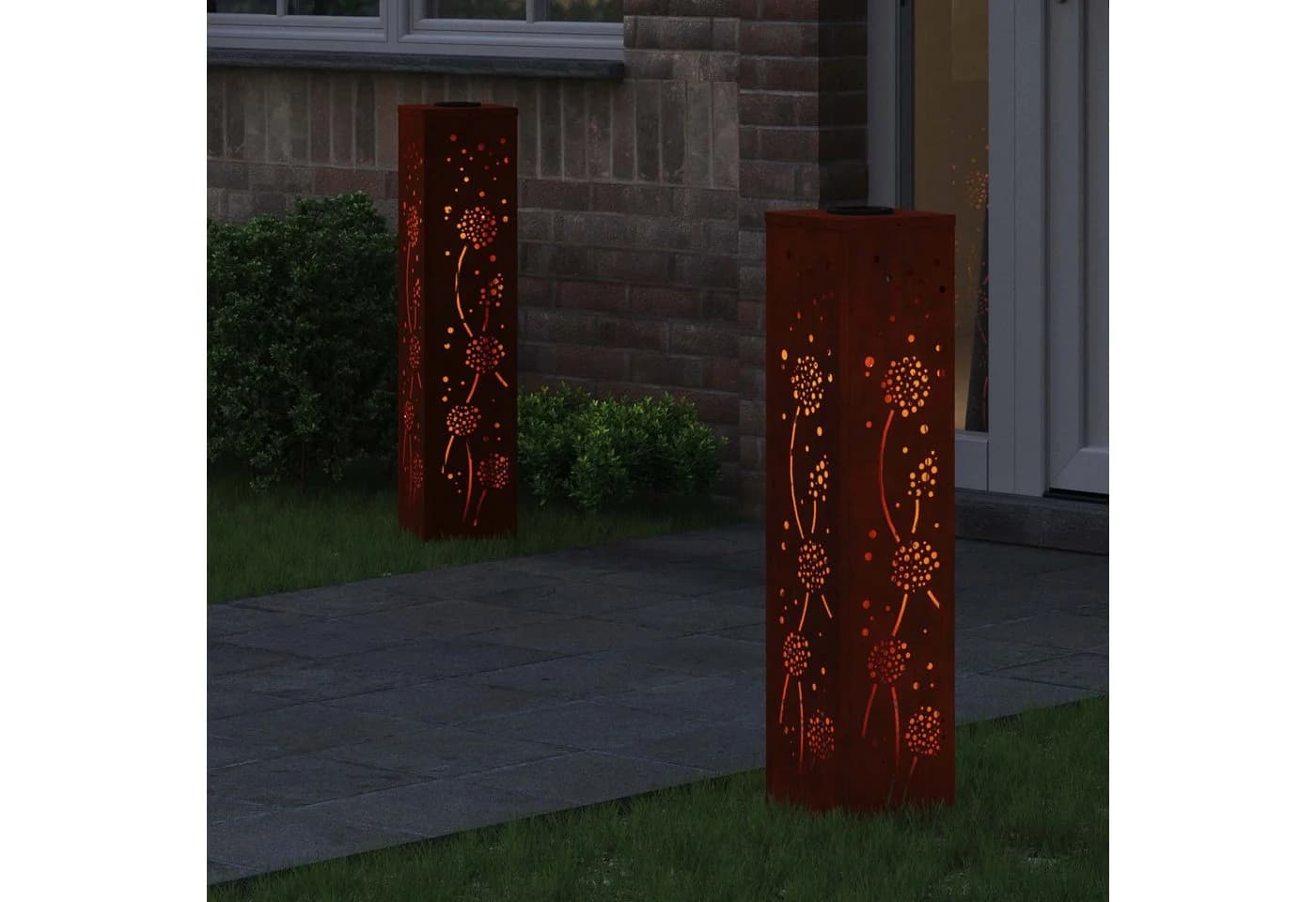 vidaXL Solar LED Wegeleuchte 2er Set Wetterfeststahl Rostig - Bild 3