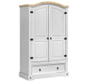 vidaXL Kleiderschrank Weiß Massives Kiefernholz Bild 2