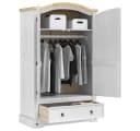 vidaXL Kleiderschrank Weiß Massives Kiefernholz Bild 3