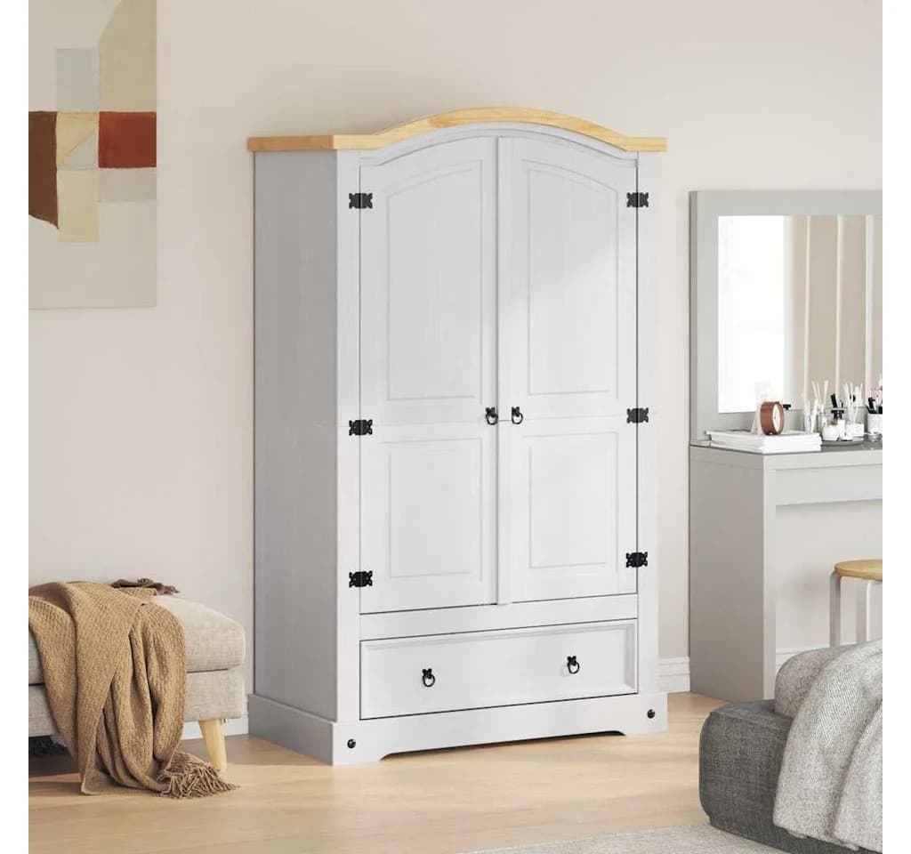 vidaXL Kleiderschrank Weiß Massives Kiefernholz - Bild 4