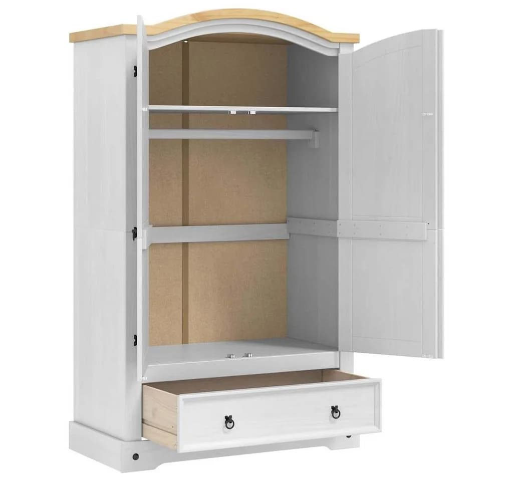 vidaXL Kleiderschrank Weiß Massives Kiefernholz - Bild 5