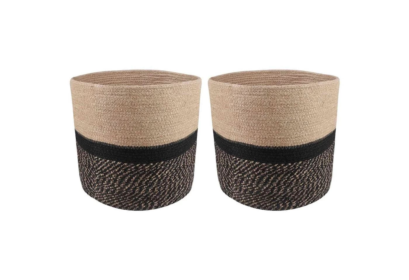vidaXL Jute Blumentopf-Set 2 Stk. Schwarz/Natürlich Ø 28 cm - Bild 2