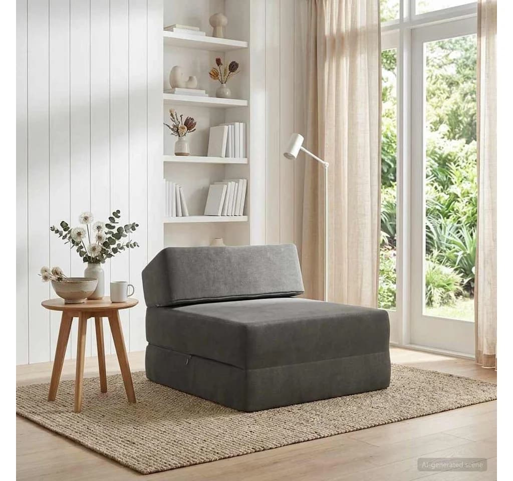 vidaXL Klappsofa mit Schlaffunktion Dunkelgrau Stoff