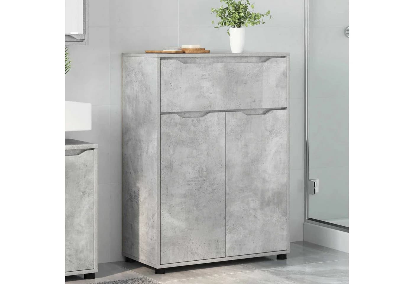 vidaXL Badezimmerschrank Beton Grau Holzwerkstoff Modern