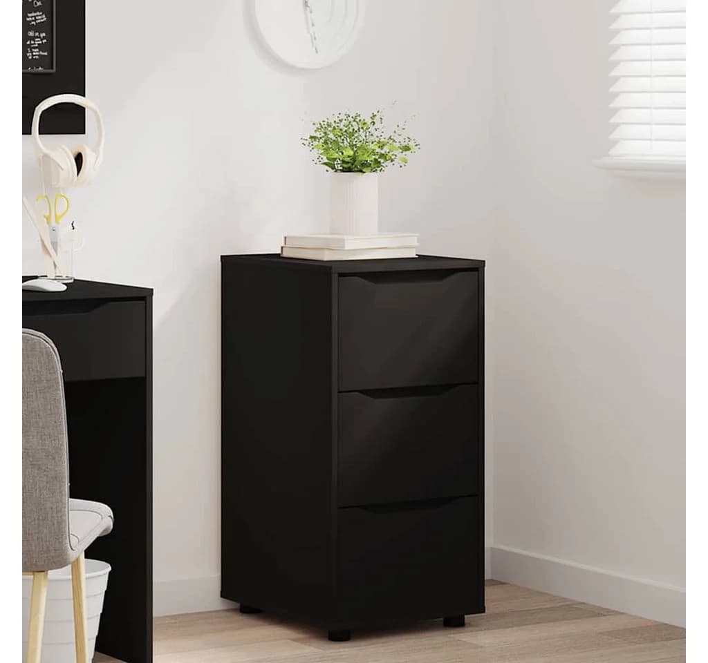 vidaXL Mehrzweckschrank Schwarz 3 Schubladen Holzwerkstoff - Bild 4