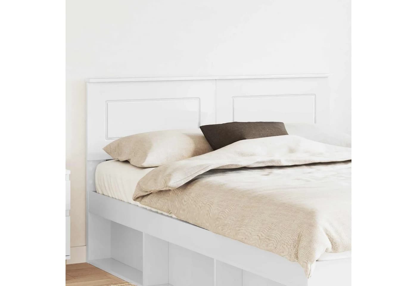 vidaXL Bett Kopfteil Weiß Holzwerkstoff Modern