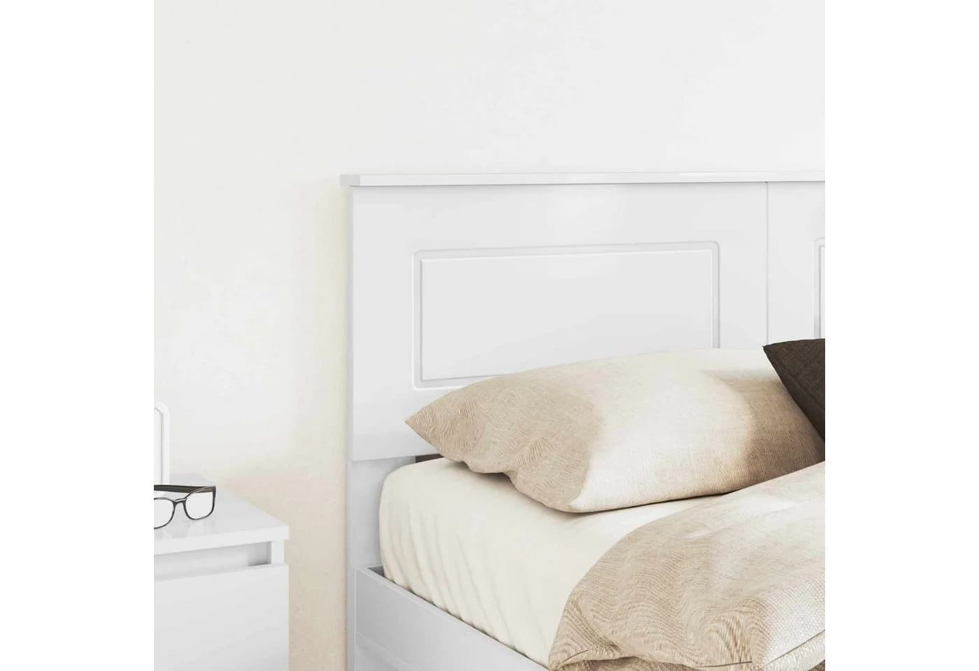 vidaXL Bett Kopfteil Weiß Holzwerkstoff Modern - Bild 3