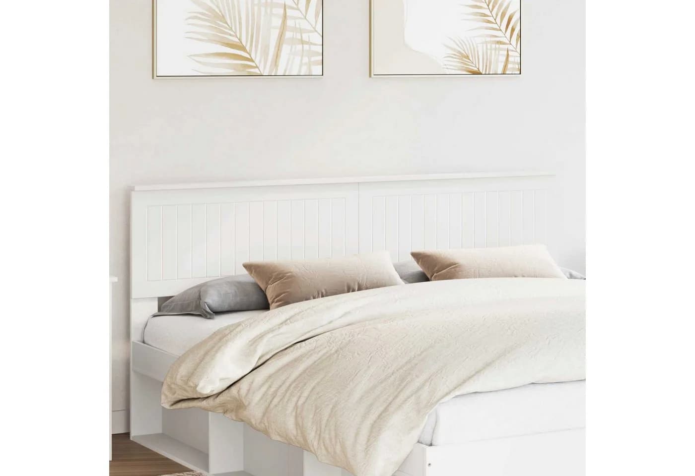 vidaXL Bett Kopfteil Weiß Holzwerkstoff Modern