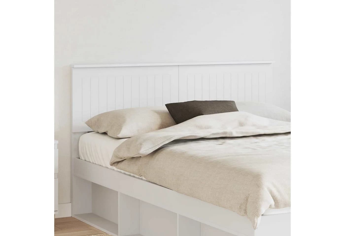 vidaXL Bett Kopfteil Weiß Holzwerkstoff Modern