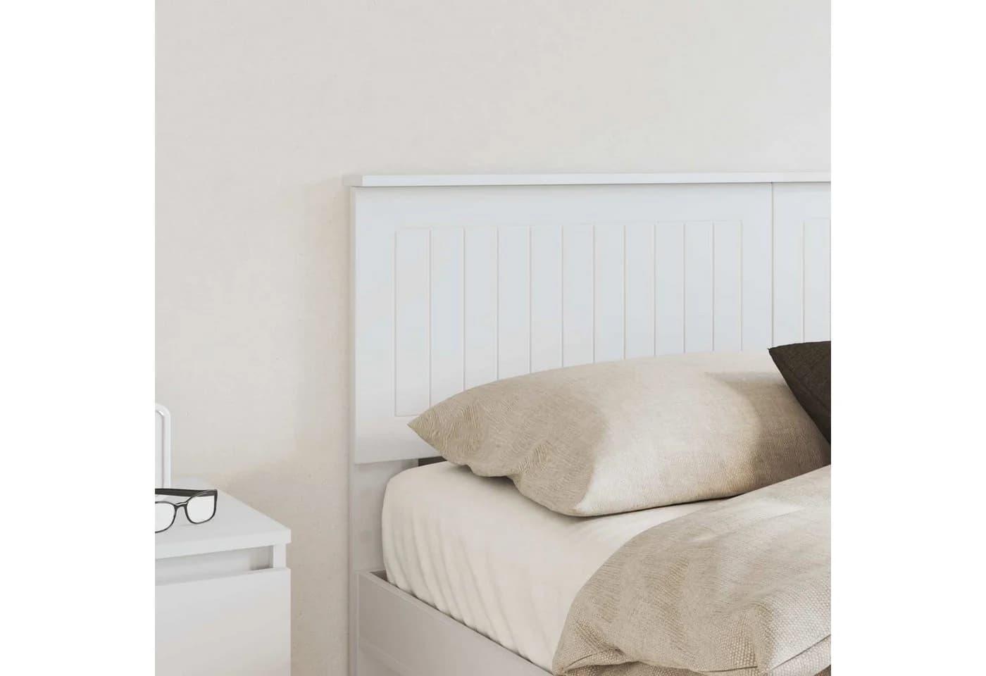 vidaXL Bett Kopfteil Weiß Holzwerkstoff Modern - Bild 3