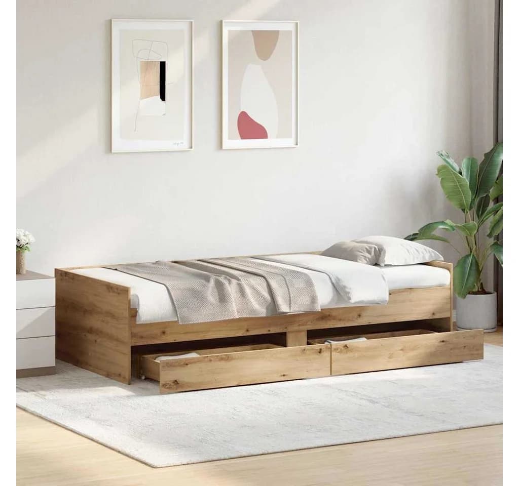 vidaXL Bettrahmen Artisan-Eiche Massives Kiefernholz - Bild 4
