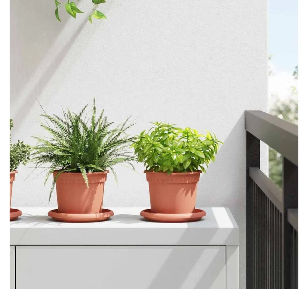 vidaXL Blumentopf Set 6-tlg. Ziegelrot Kunststoff Rund
