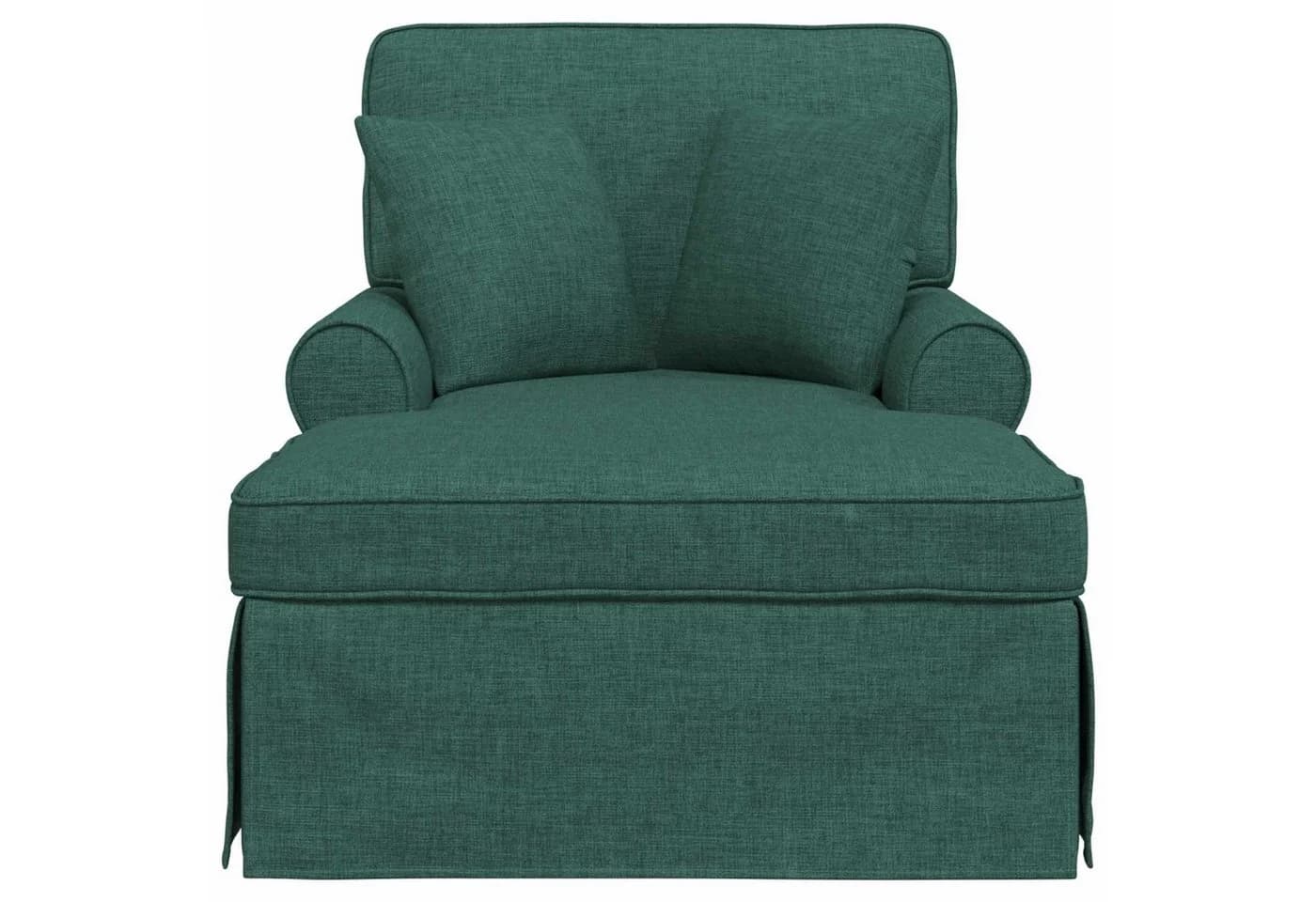 vidaXL Chaiselongue mit Rock und Kissen Dunkelgrün Stoff - Bild 4