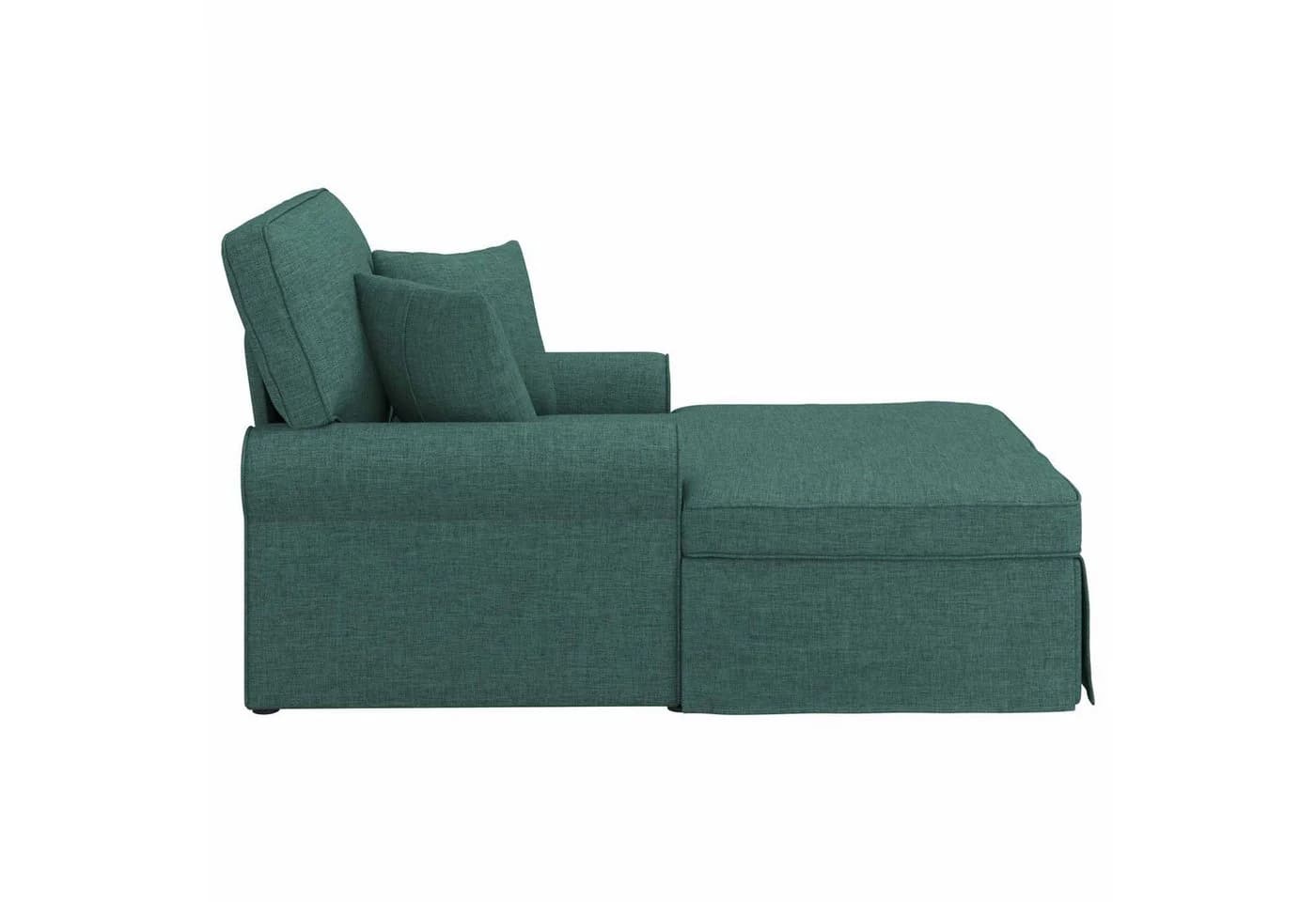 vidaXL Chaiselongue mit Rock und Kissen Dunkelgrün Stoff - Bild 5