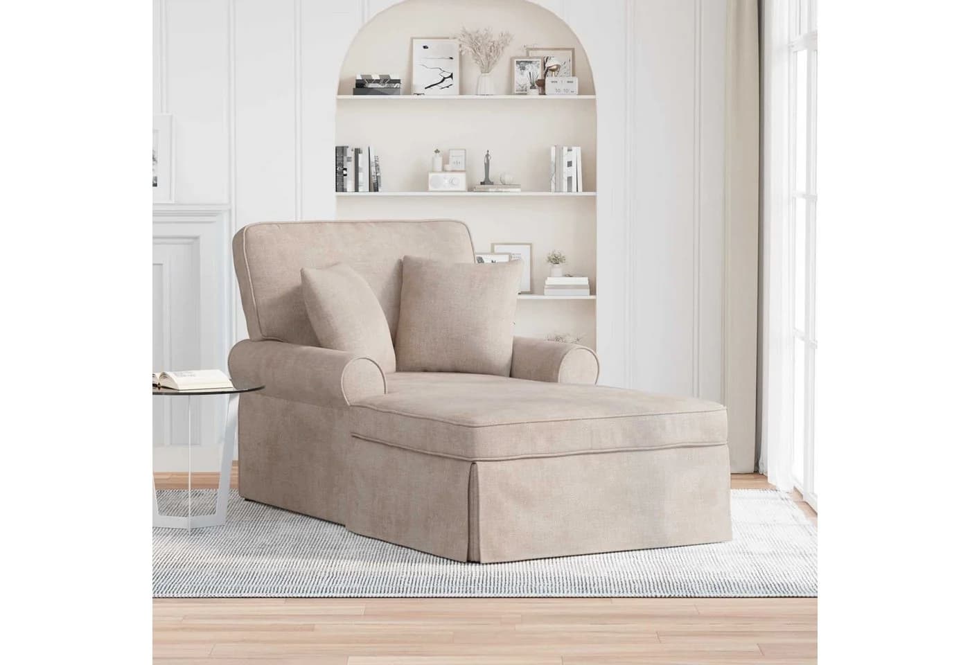 vidaXL Chaiselongue ARES mit Rock und Kissen Beige
