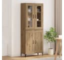 vidaXL Highboard Artisan-Eiche mit Glasfronten und Metallgriffen Bild 1