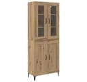 vidaXL Highboard Artisan-Eiche mit Glasfronten und Metallgriffen Bild 2