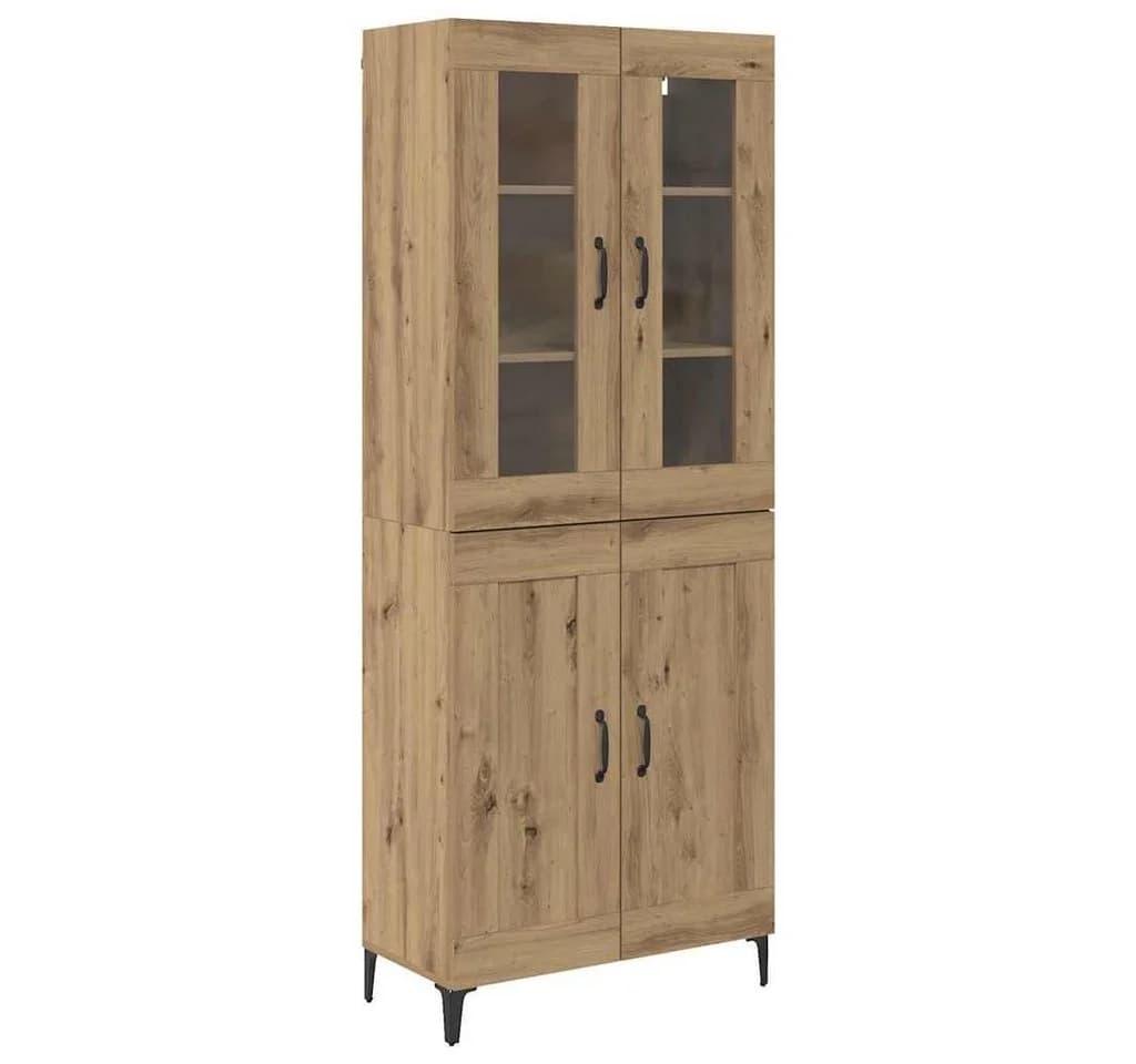 vidaXL Highboard Artisan-Eiche mit Glasfronten und Metallgriffen - Bild 2